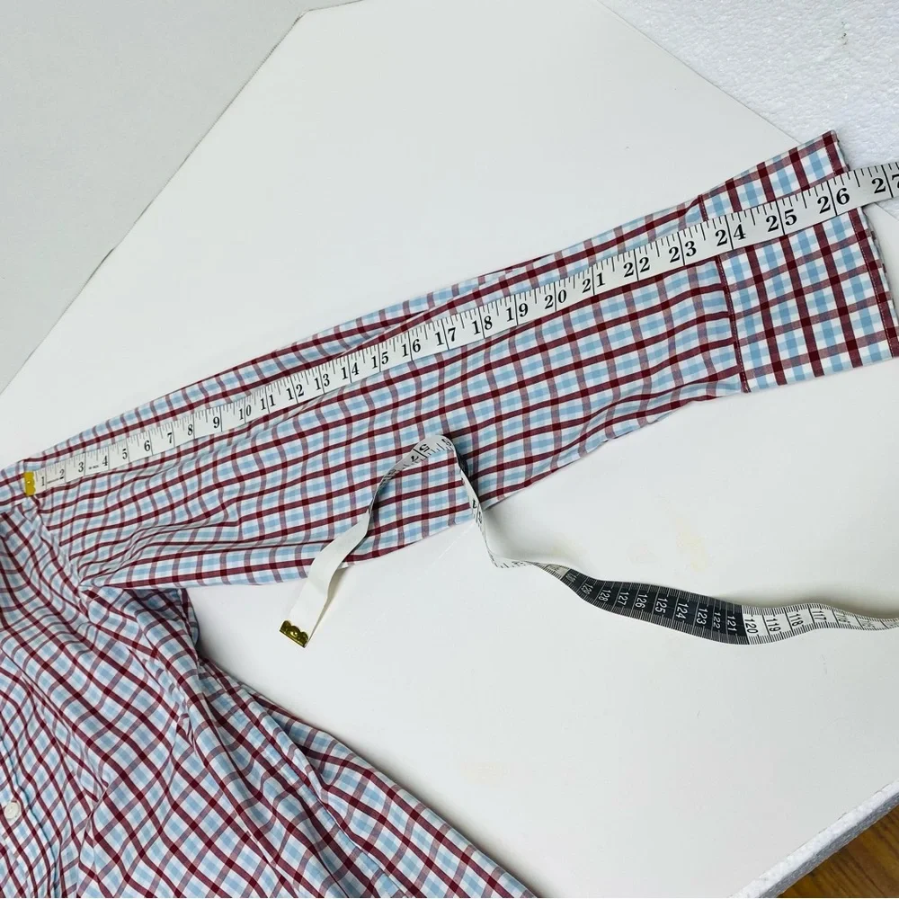 J. Crew Flex Wrinkle Free Shirt Size XL 17-17 1/2 Slim Fit Burgundy Blue White